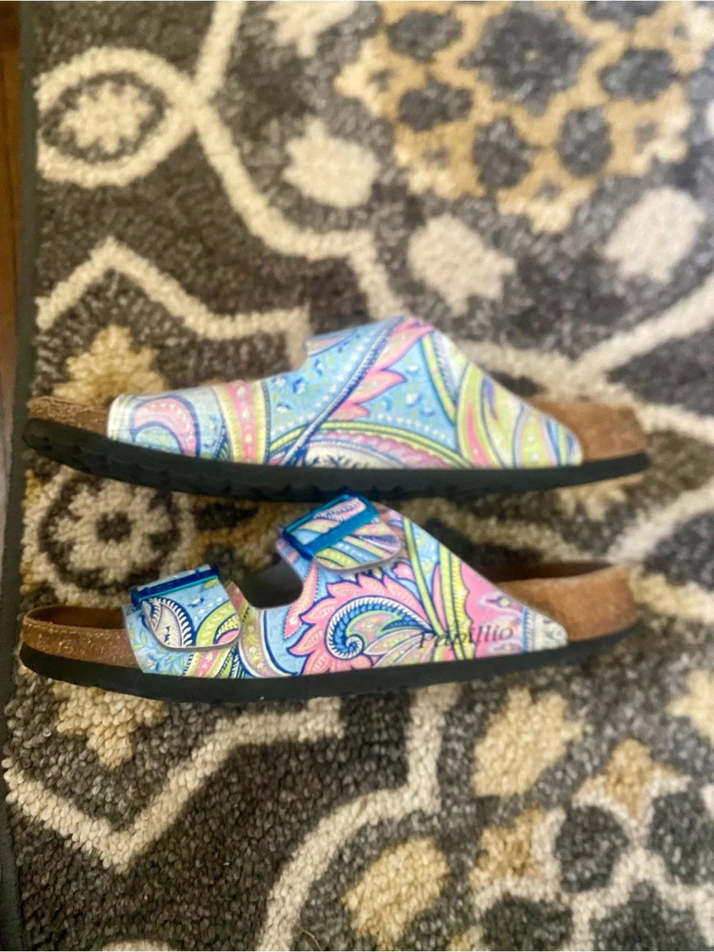 Birkenstock Papillio Arizona Sandals Paisley Blue Pink Size 41 US 8